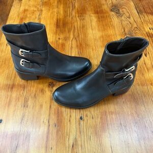 NWT Emanuele Crasto Double Buckle‎ Moto Boots Brown Leather Italy  sz 39/ US 8.5
